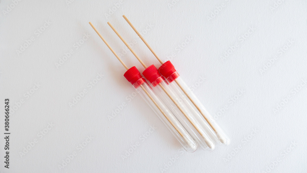 Medical swab for sampling and transporting bacteria for culture. Negative space or copy space for text. Medical swab for sampling and transporting bacteria for culture. Negative space or copy space for text.