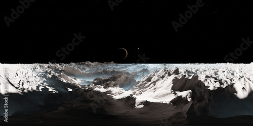 360 degree Europa surface, mysterious icy moon of Jupiter, equirectangular projection, environment map. HDRI spherical panorama photo
