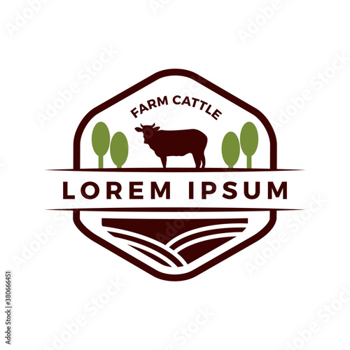cattle farm logo design vector