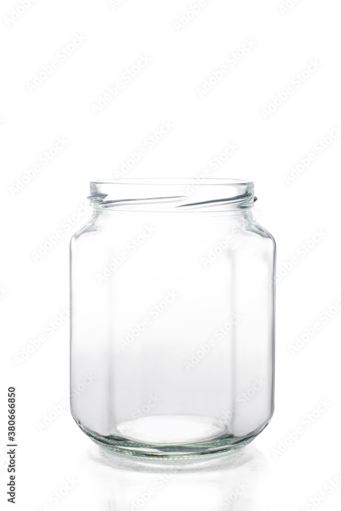 Empty glass jar isolated on white background with clipping path Empty glass jar isolated on white background with clipping path