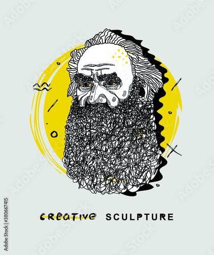 Creative geometric yellow style. Lev Tolstoj. 