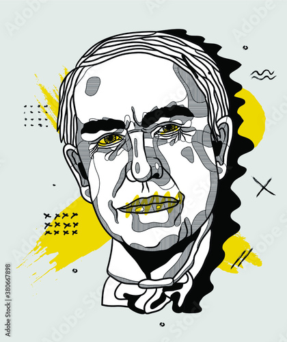 Creative geometric yellow style.  Thomas Edison.