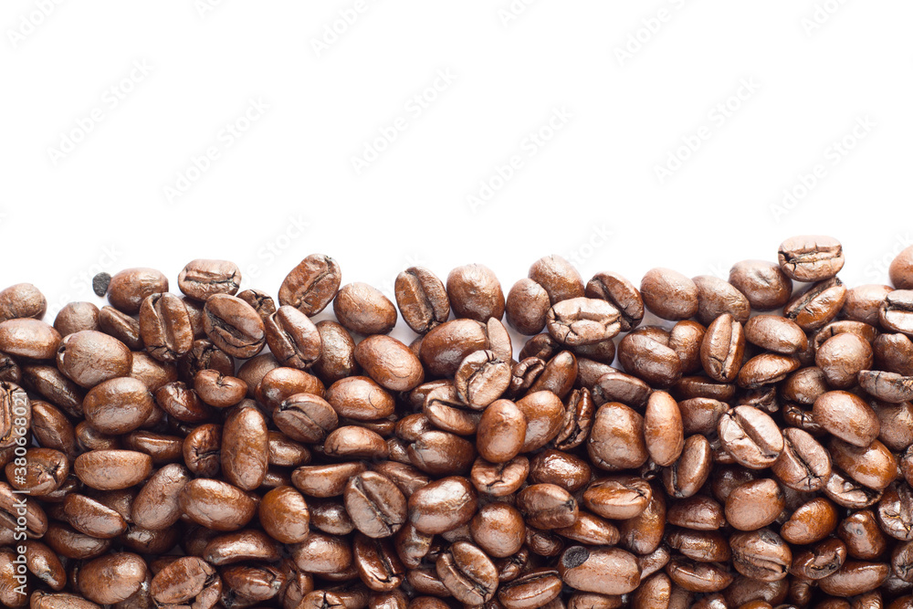 fresh coffee beans on white background fresh coffee beans on white background