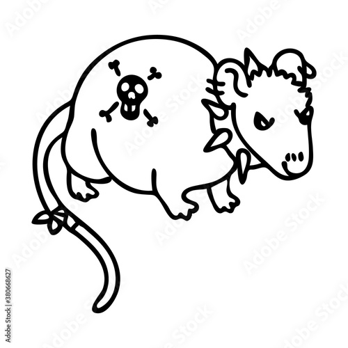 Punk rock rat with mohawk illustration clipart. Simple alternative sticker. Kids emo rocker cute hand drawn cartoon animal motif. 