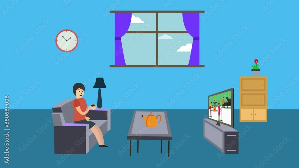 Woman enjoy coffee while watch a music channel Woman enjoy coffee while watch a music channel