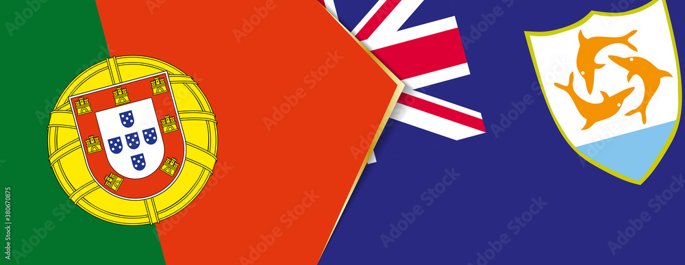 Portugal and Anguilla flags, two vector flags.