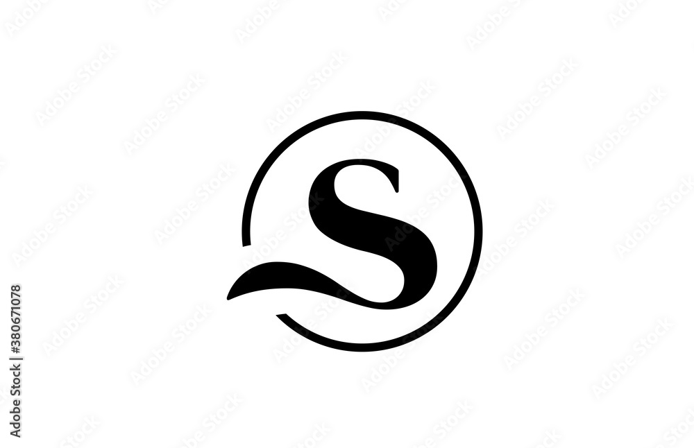 S alphabet letter logo icon in simple black and white color. Elegant and creative circle design for business and company S alphabet letter logo icon in simple black and white color. Elegant and creative circle design for business and company