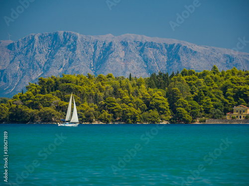 Saiing ship in the bay of Nidri