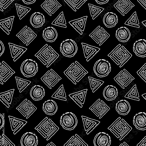Vector seamless background of contours abstract geometric elements