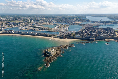 Aerial view of Saint-Malo (France, Bretagne) with Fort National