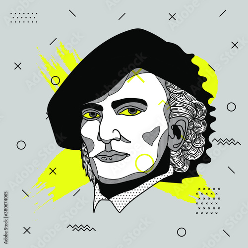 Creative geometric yellow style. Wilhelm Richard Wagner.