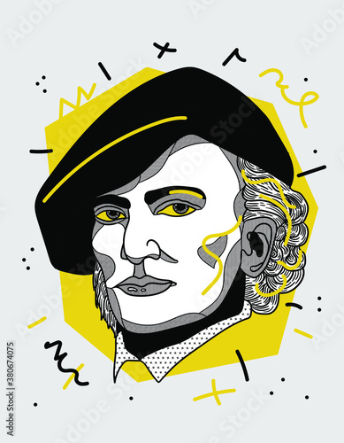 Creative geometric yellow style. Wilhelm Richard Wagner.