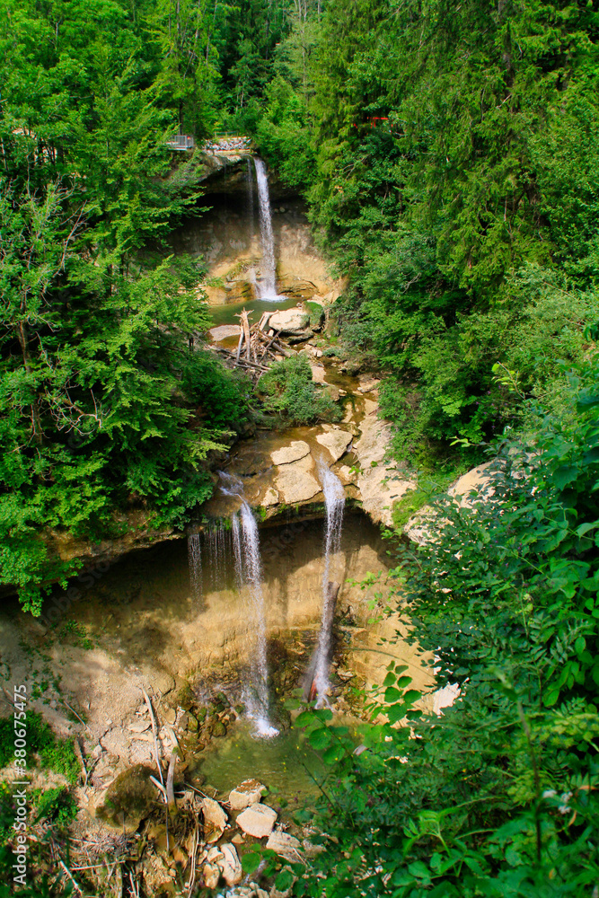 The waterfall near Scheidegg, Allgäu, Germany, Europe. The waterfall near Scheidegg, Allgäu, Germany, Europe.