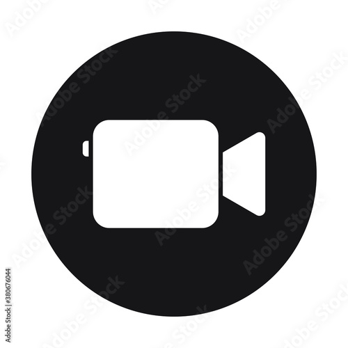 Video camera icon. Simple shape film movie symbol. Application and web interface sign logo. Camcorder button. Vector illustration image. Isolated on white background.