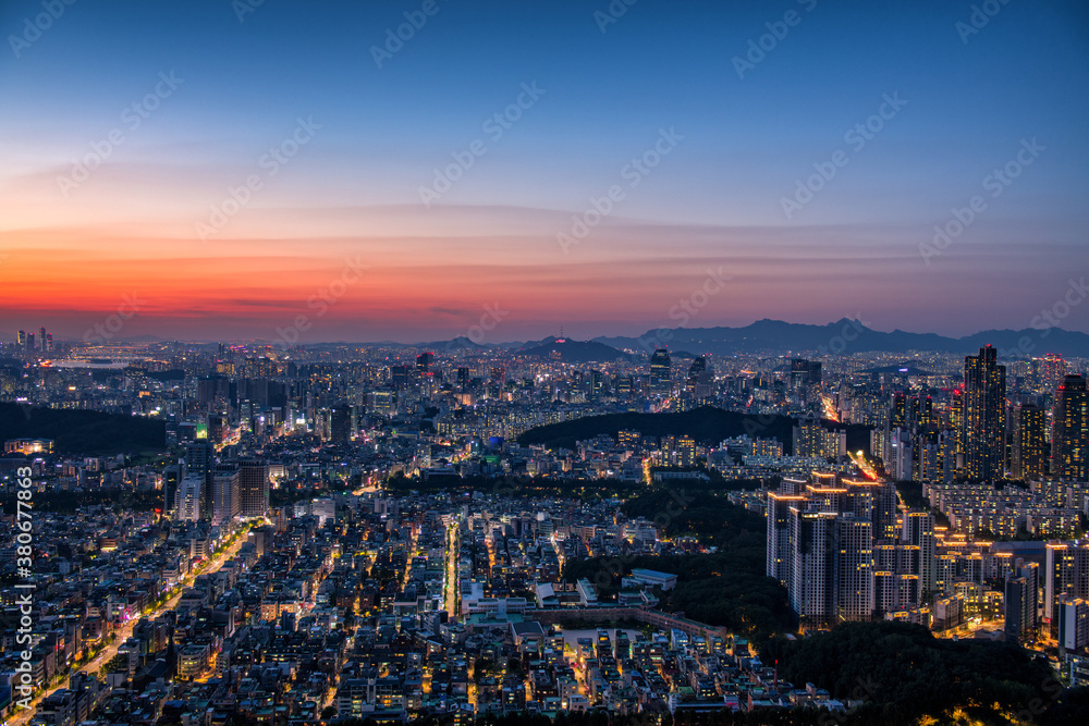 Seoul city at night, South korea