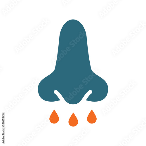 Sinusitis colored icon. Diseased of nose and paranasal sinuse, stuffy nose, runny nose symbol