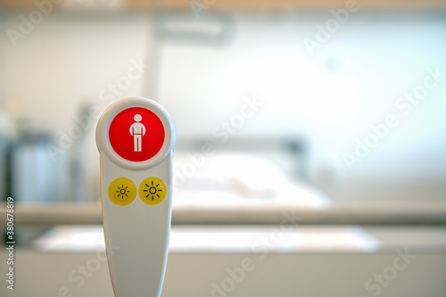 Nurse call button to call the nurse for help in the hospital. Concept: care and health 