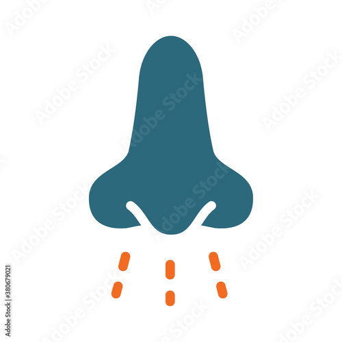 Nose and aroma colored icon. Breath, inhalation stench, respiration symbol