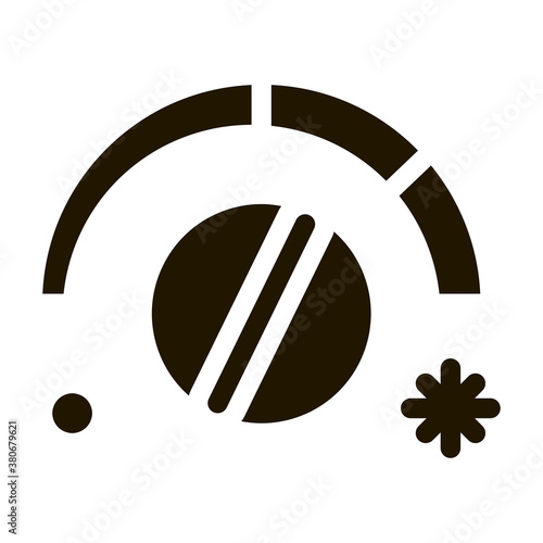 Termostat Heating And Cooling Detail glyph icon . Cooling And Humidity, Airing, Ionisation And Heating Pictogram. Conditioning Related Monochrome Illustration