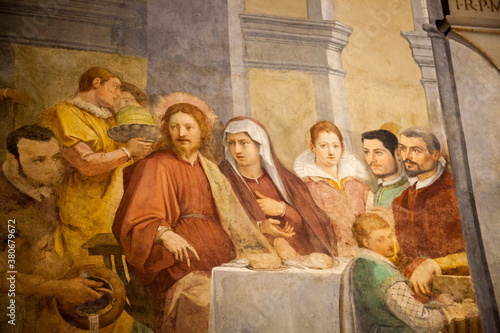 Italia, Toscana, Firenze, Chiesa di Santo Spirito. Il Cenacolo con tre affreschi dell'ultima cena.