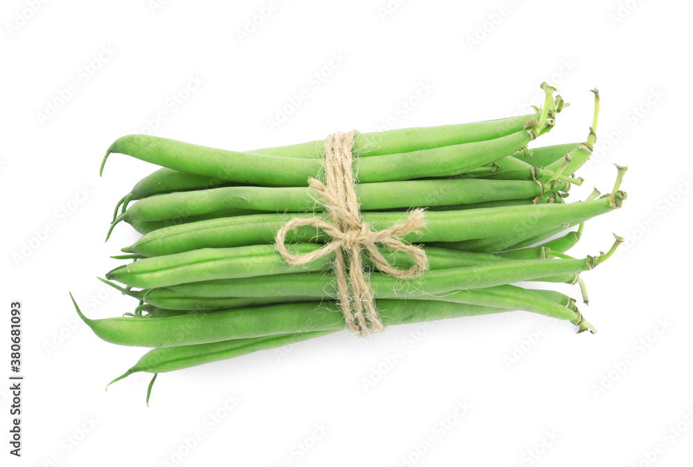 Fototapeta premium Delicious fresh green beans isolated on white
