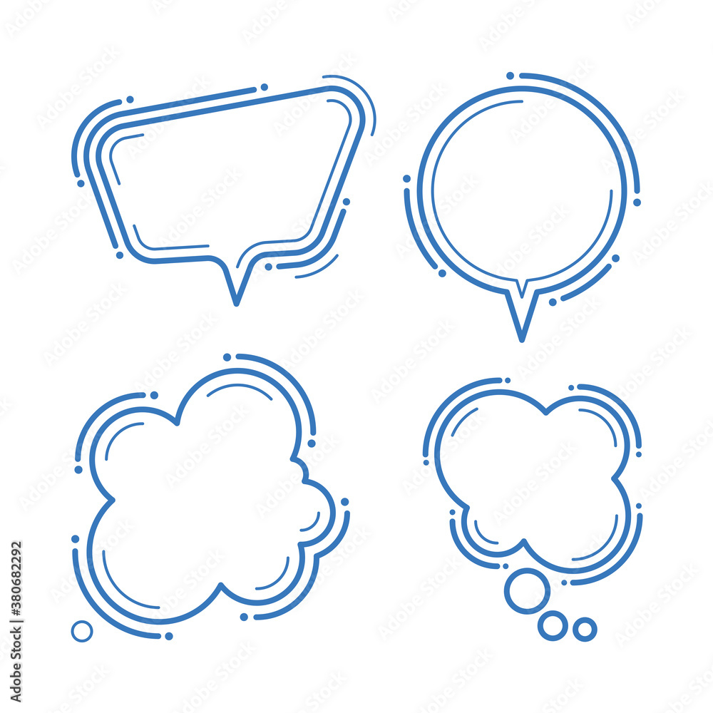 Abstract speech bubbles set. Different speech balloons vector illustrations. Part of set. Abstract speech bubbles set. Different speech balloons vector illustrations. Part of set.