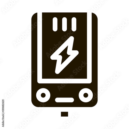 Electronic Main Block Heating System glyph icon . Cool And Humidity, Airing, Ionisation And Heating Pictogram. Conditioning Related Monochrome Illustration