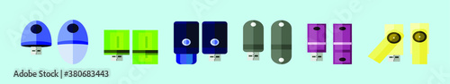 set of pen drive cartoon icon design template with various models. vector illustration isolated on blue background