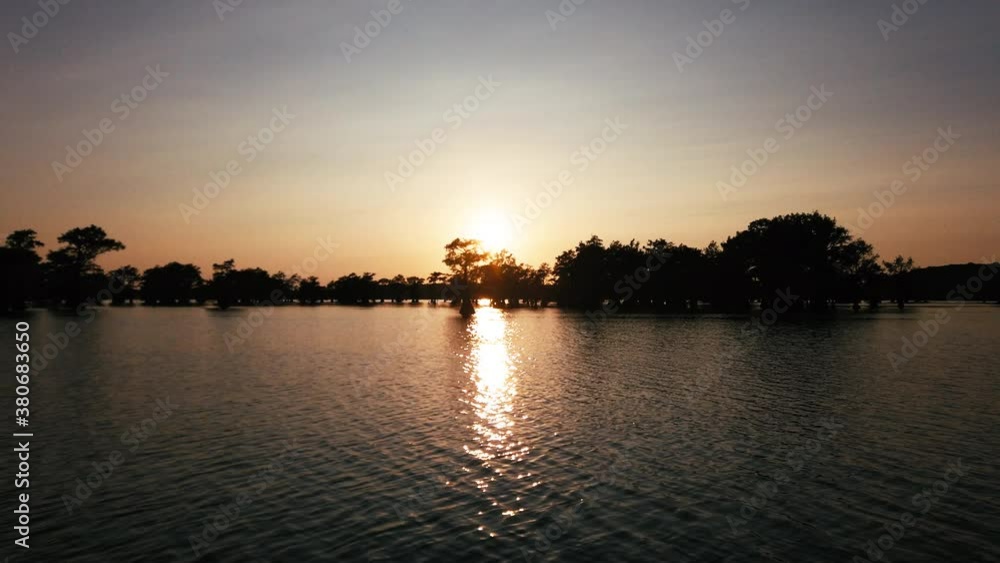 Boat ride in the sunset on the Caddo Lake, Texas Boat ride in the sunset on the Caddo Lake, Texas