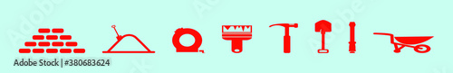 set of masonry worker cartoon icon design template with various models. vector illustration isolated on blue background