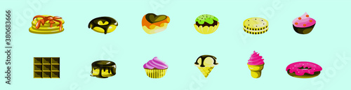 set of chocolate desserts cartoon icon design template with various models. vector illustration isolated on blue background