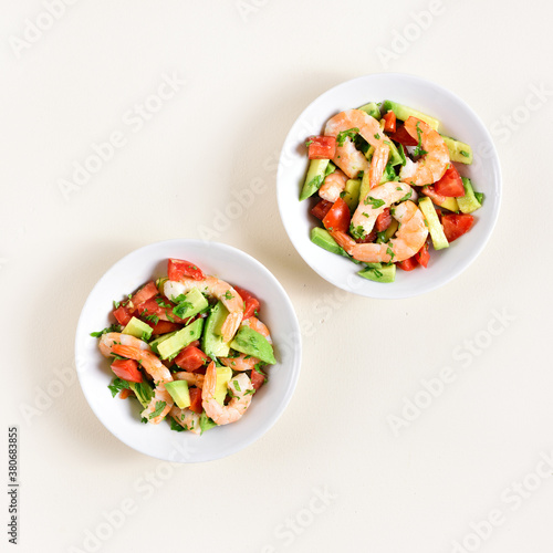 Avocado, prawn, tomato salad