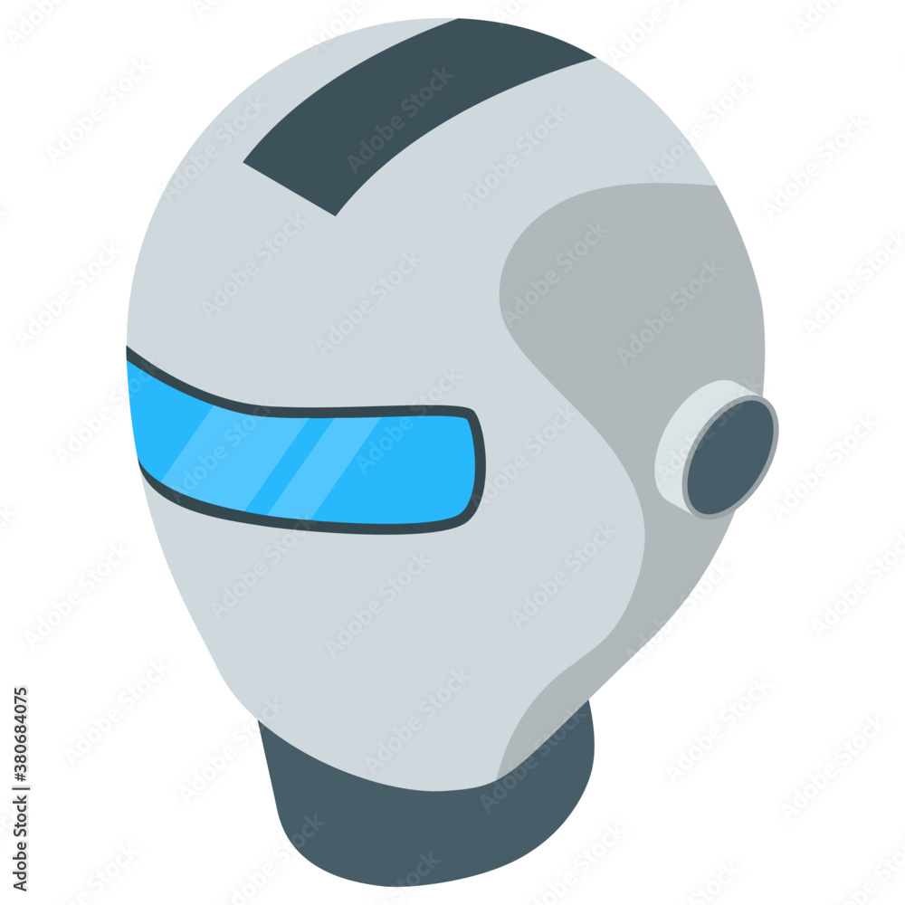 Obraz premium Humanoid robot head in isometric design