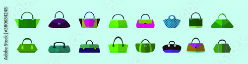 set of women bag cartoon icon design template with various models. vector illustration isolated on blue background