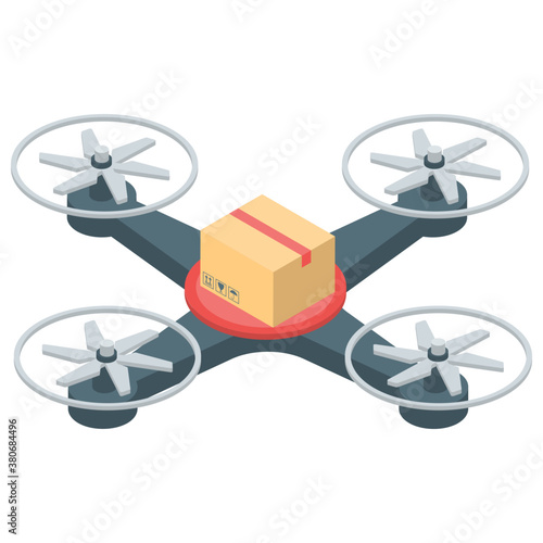 
Drone delivery services in isometric design 
