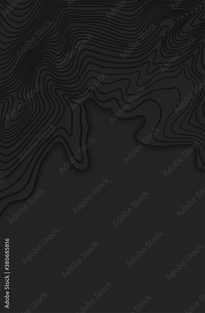 Fototapeta premium Map line of topography.Dark topographic map concept with space for your copy.Mountain hiking. 3D Cartography concept background. Map mockup infographics. World map Template. Stock vector illustration