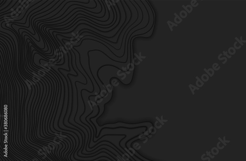 Map line of topography.Dark topographic map concept with space for your copy.Mountain hiking. 3D Cartography concept background. Map mockup infographics. World map Template. Stock vector illustration
