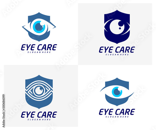 Set of Eye shield logo design vector template, Creative eye logo concept, Icon symbol, Illustration