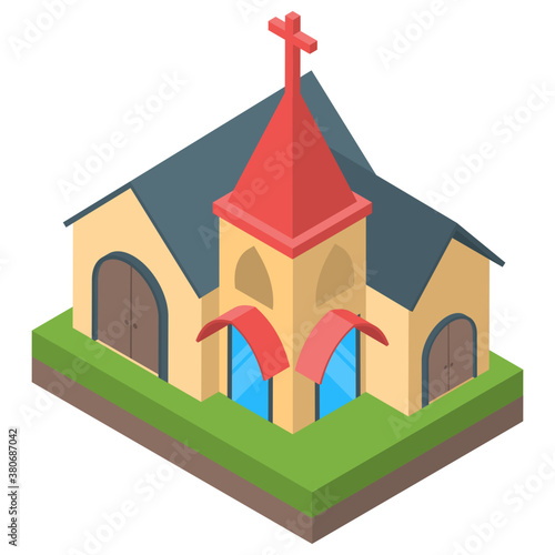  Isometric vector design of church 