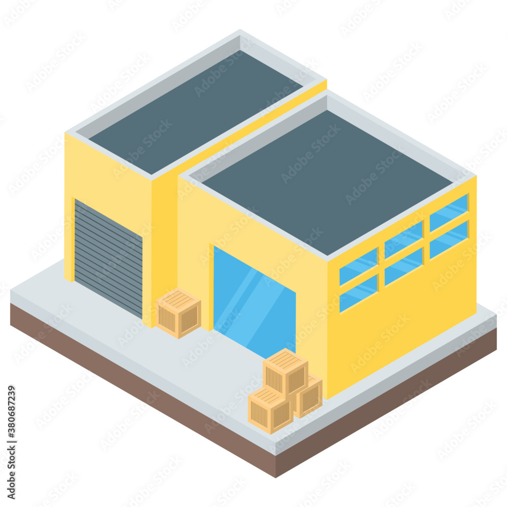Warehouse icon of isometric design.
Warehouse icon of isometric design.