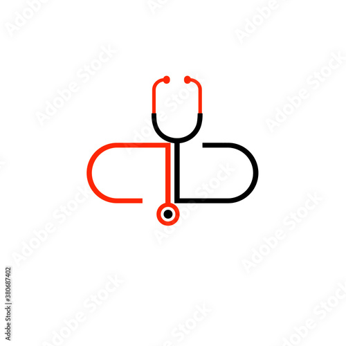 Doctor capsul stethoscope plus illustration vector logo design for medical and health care pharmacy and clinic symbols.