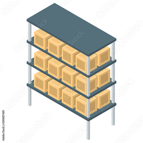 
Package rack icon in isometric vector design.
