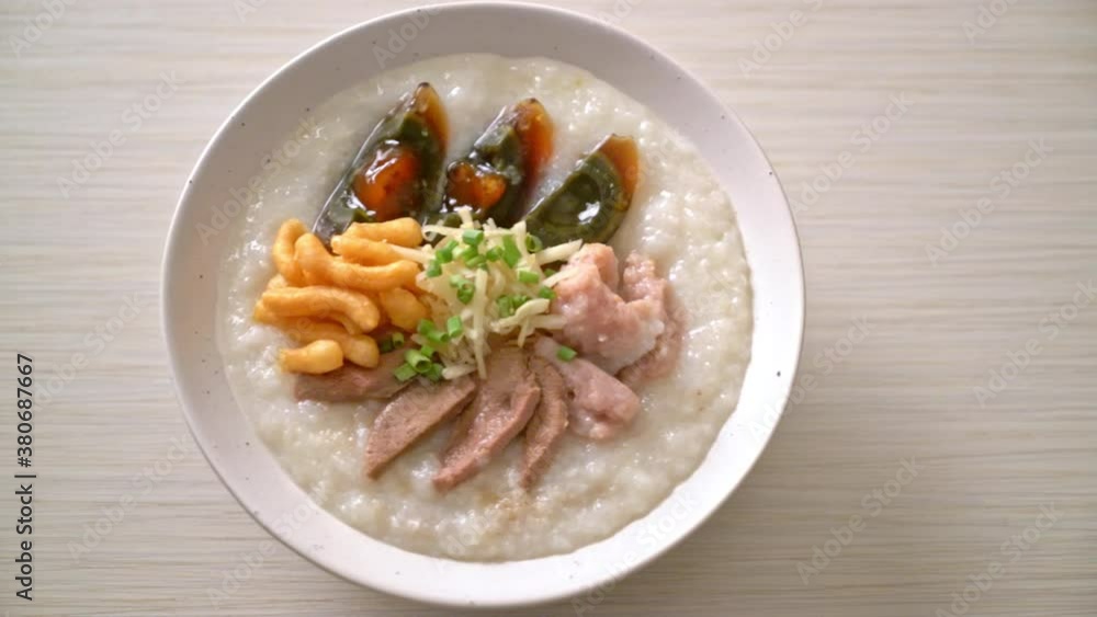 Pork Congee or Porridge with Pork bowl Pork Congee or Porridge with Pork bowl