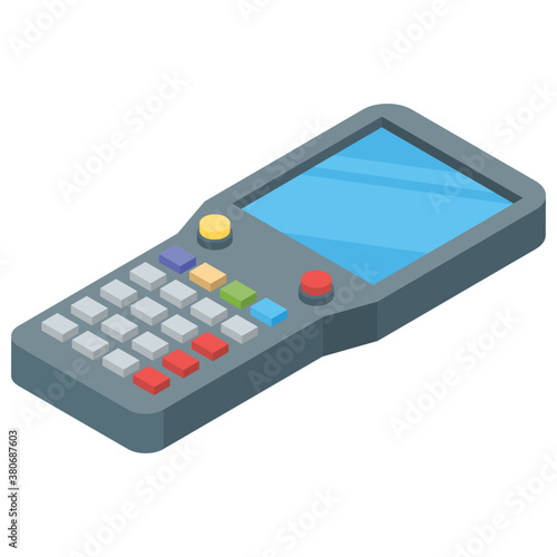 
Cash register icon in isometric design.
