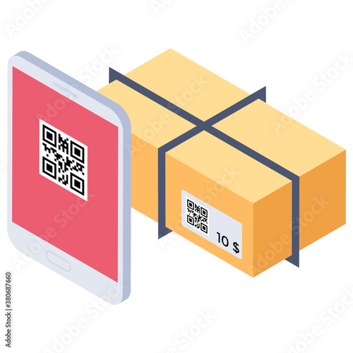 
Parcel scanning icon in isometric design.
