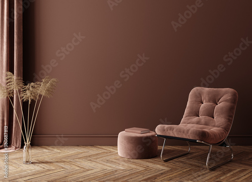 Minimalist home interior background, 3D render