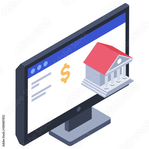 
Mobile banking icon in flat design.
