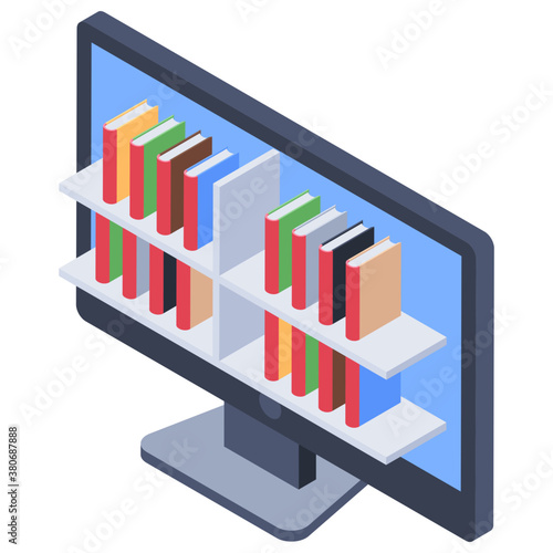 
Online library, isometric vector design 
