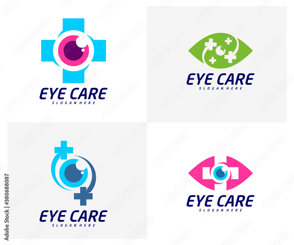 Set of Health Eye logo design vector template, Creative eye logo concept, Icon symbol, Illustration Set of Health Eye logo design vector template, Creative eye logo concept, Icon symbol, Illustration