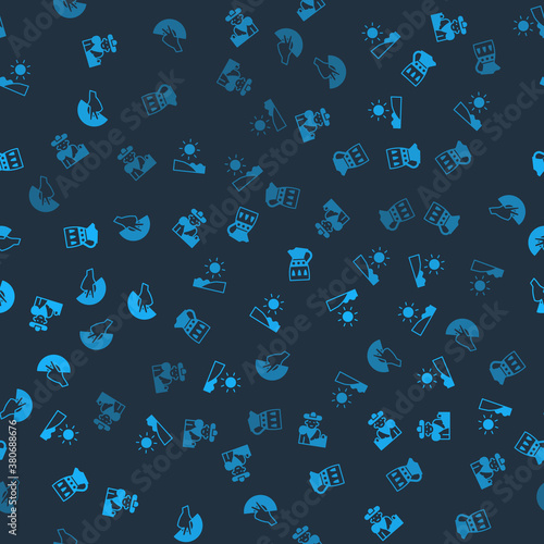 Set Bullfight, matador, Beach, Sangria pitcher and Fan flamenco on seamless pattern. Vector.